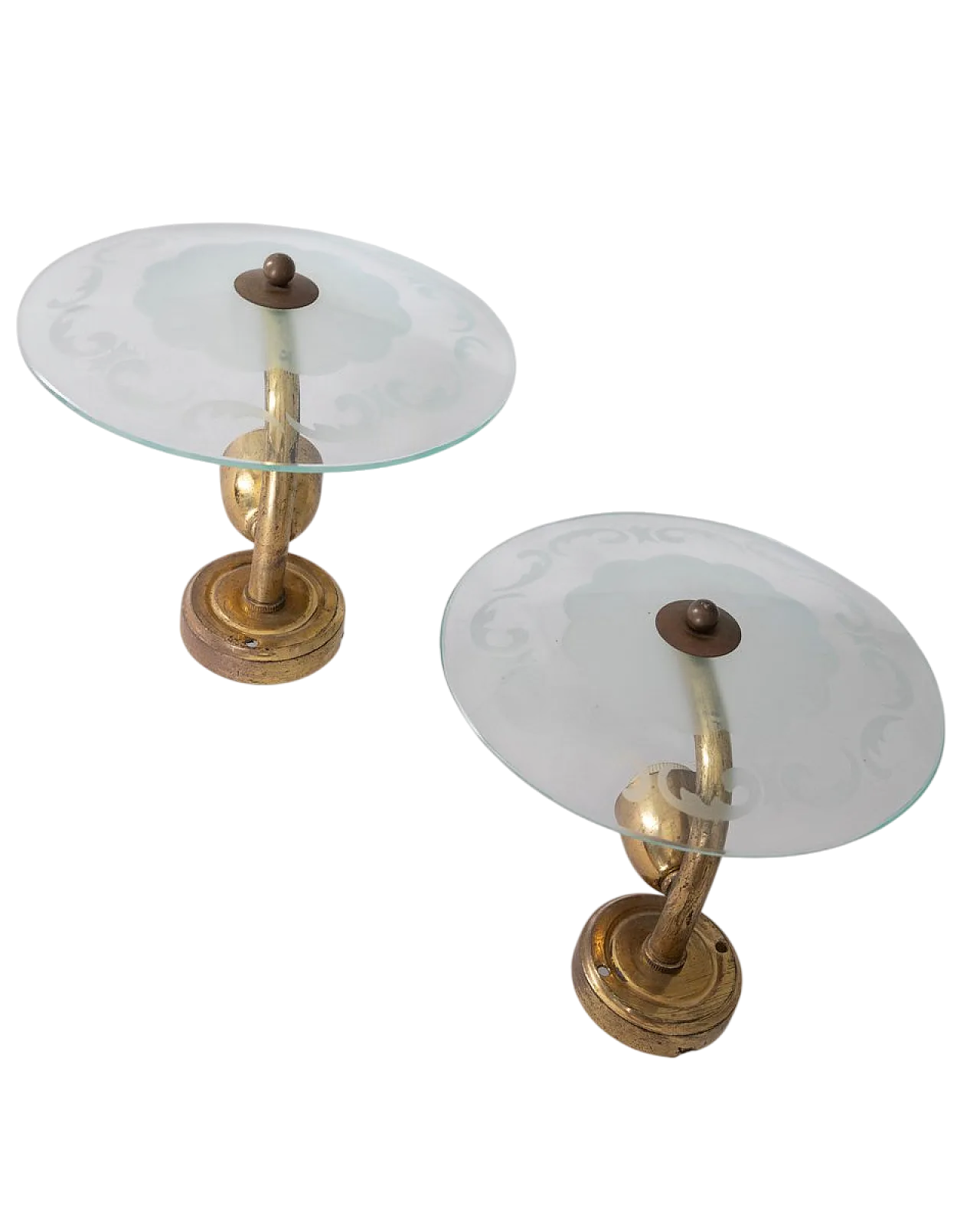 Pair of brass and glass wall lamps, 1950s 7