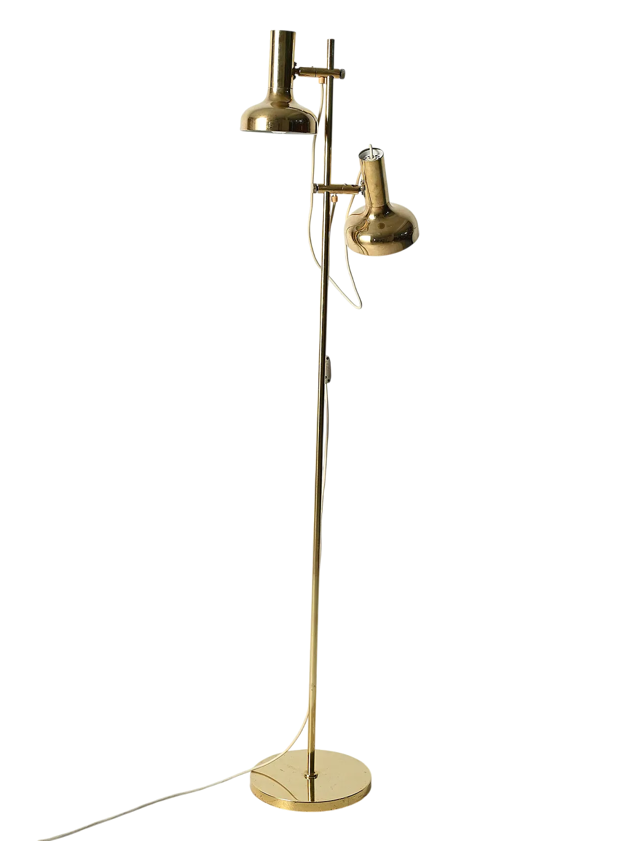 Scandinavian brass floor lamp with two adjustable light points 13