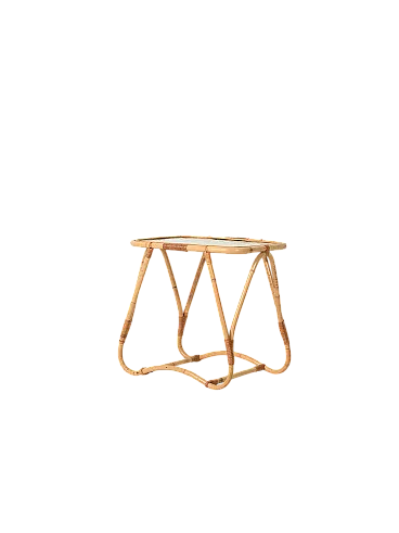 Coffee table in bambù con vetro opaco