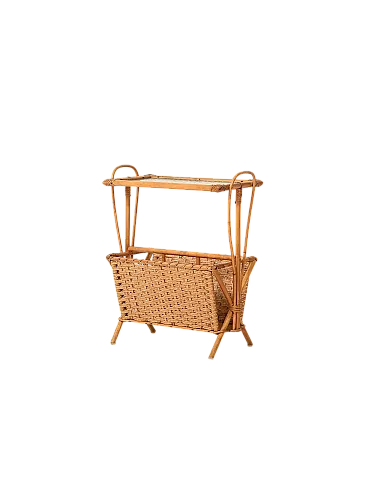 Scandinavian woven bamboo magazine rack