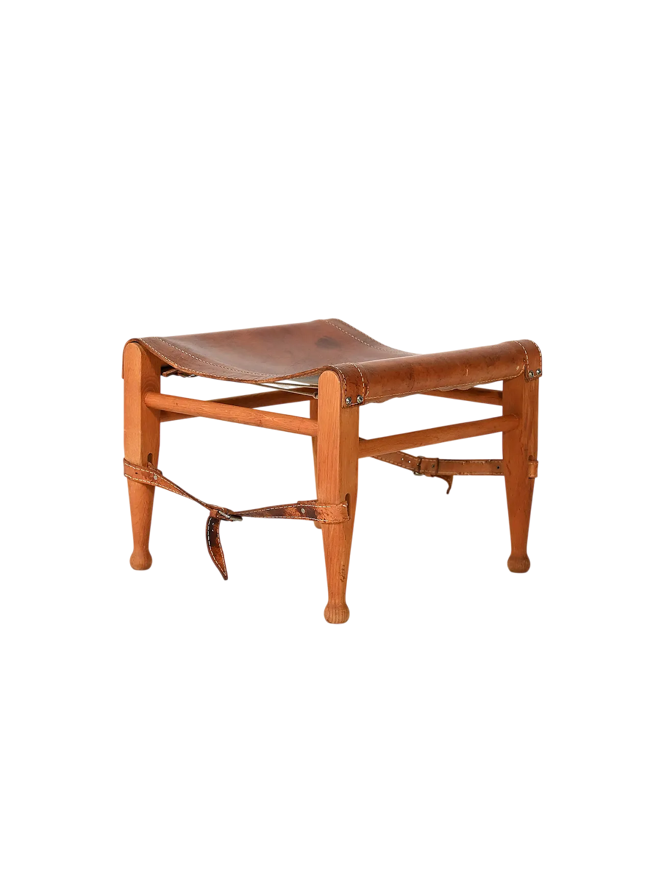 “Safari” stool in oak and leather 11