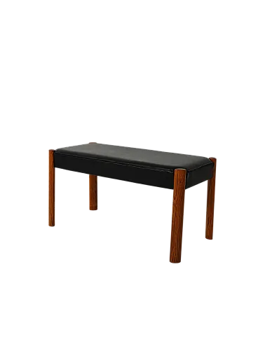 Scandinavian stool in teak and leather