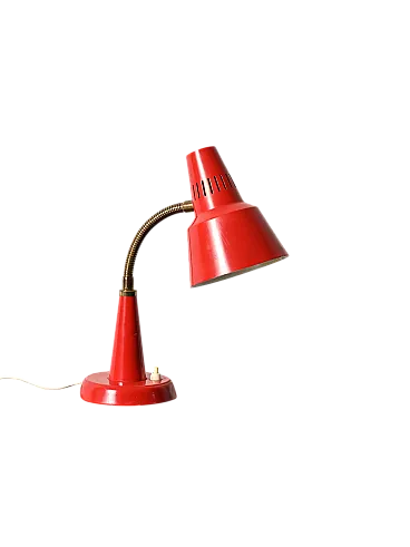 Red table lamp produced by Gemi, red from the 1960s