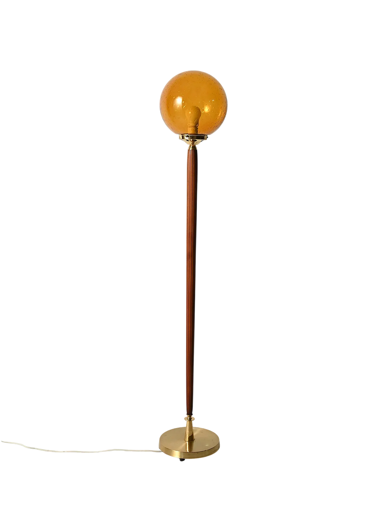 Teak and amber glass floor lamp 8