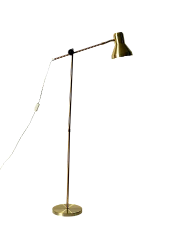 Scandinavian brass floor lamp with adjustable arm