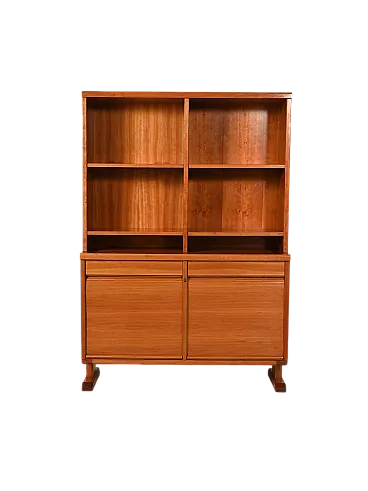 Scandinavian bookcase with sideboard and exposed shelves, 1940s/50s