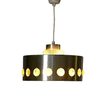 Pendant lamp with metal and glass