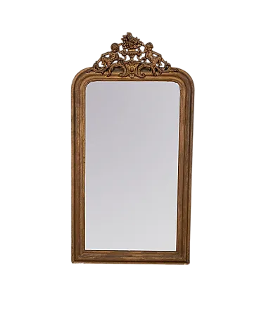 Baroque style gilt and decorated wood wall mirror, 19th century