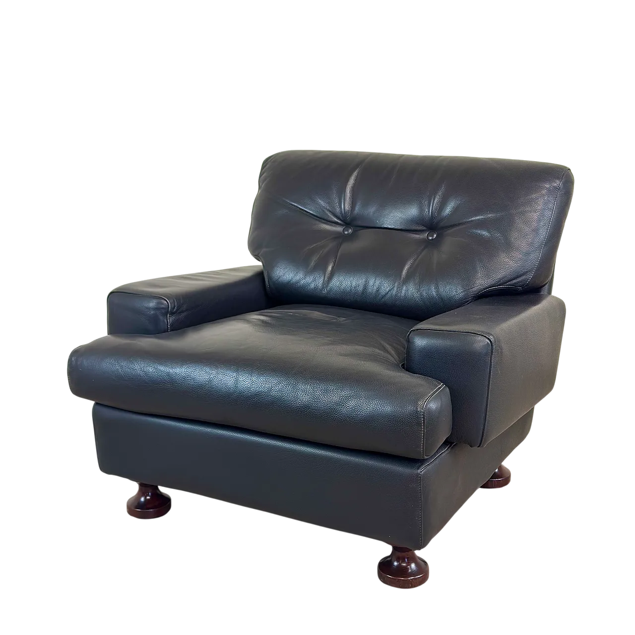 Dark brown leather armchair produced by Cinova, Italy, 1970s 17