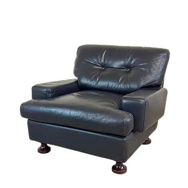 Dark brown leather armchair produced by Cinova, Italy, 1970s