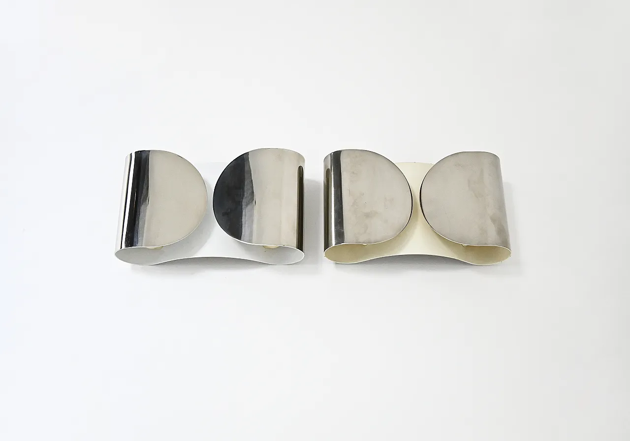 Pair of Foglio Sconces by Tobia & Afra Scarpa for Flos, 1960s 7
