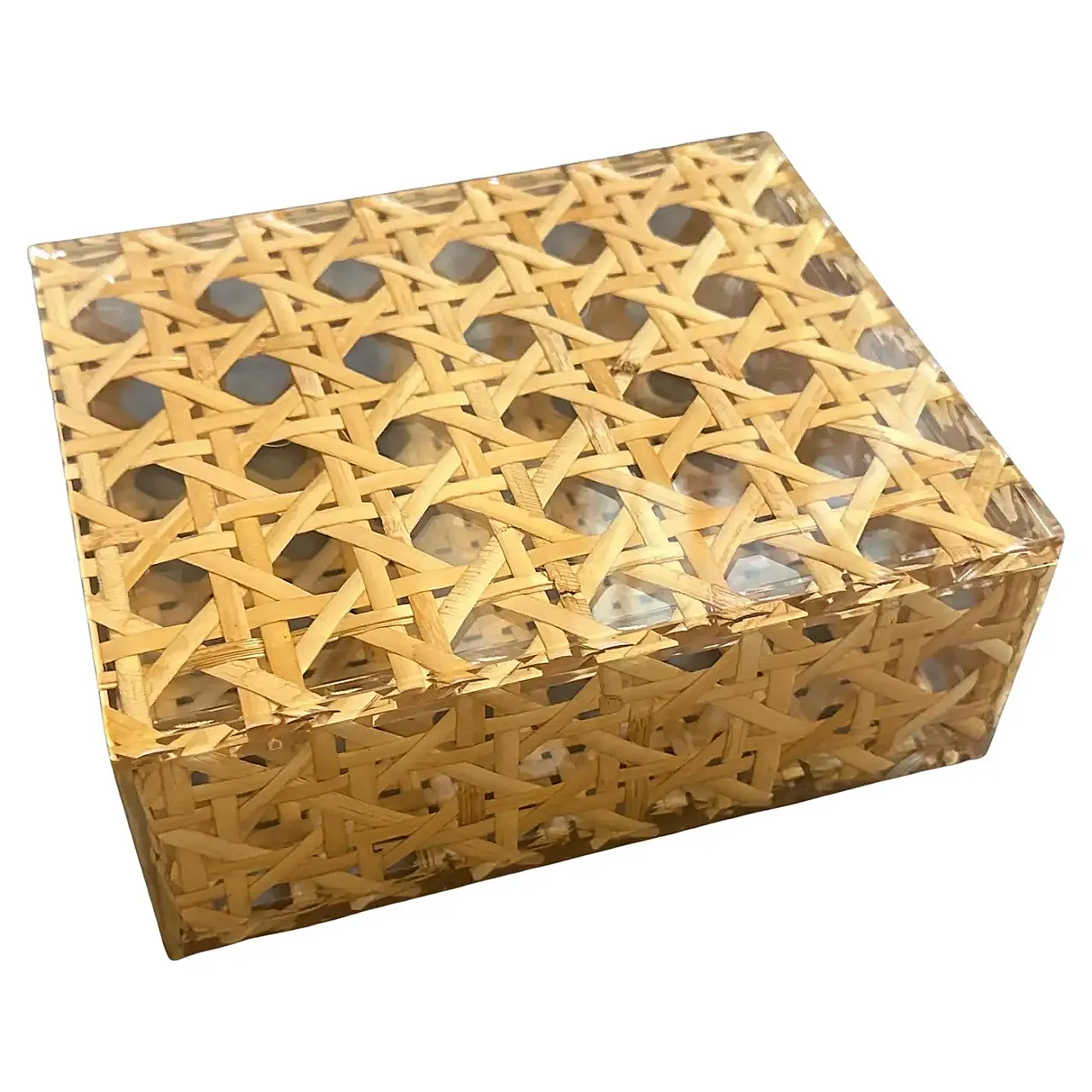 Scatola di lusso in plexiglass e paglia di Vienna di Dior Home,anni 80 1