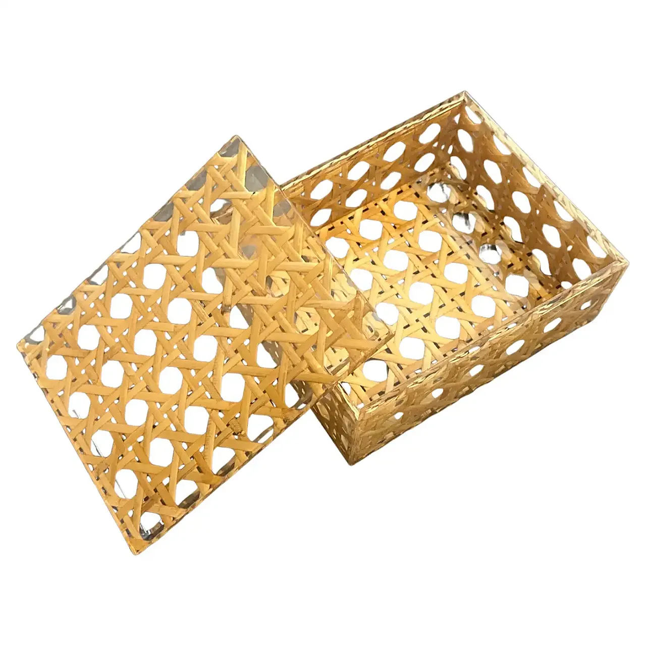 Scatola di lusso in plexiglass e paglia di Vienna di Dior Home,anni 80 2