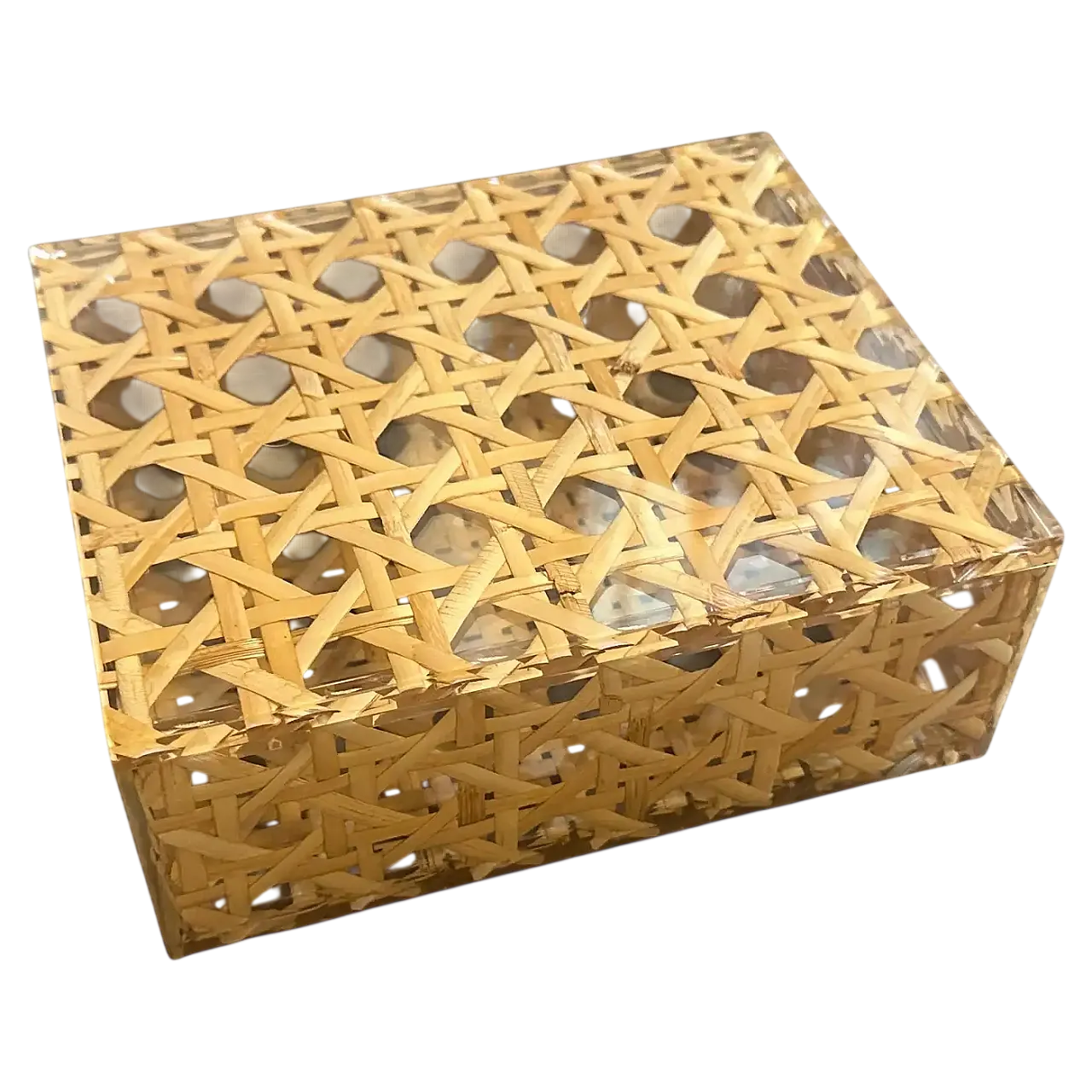 Scatola di lusso in plexiglass e paglia di Vienna di Dior Home,anni 80 10