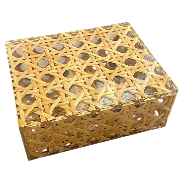 Scatola di lusso in plexiglass e paglia di Vienna di Dior Home,anni 80