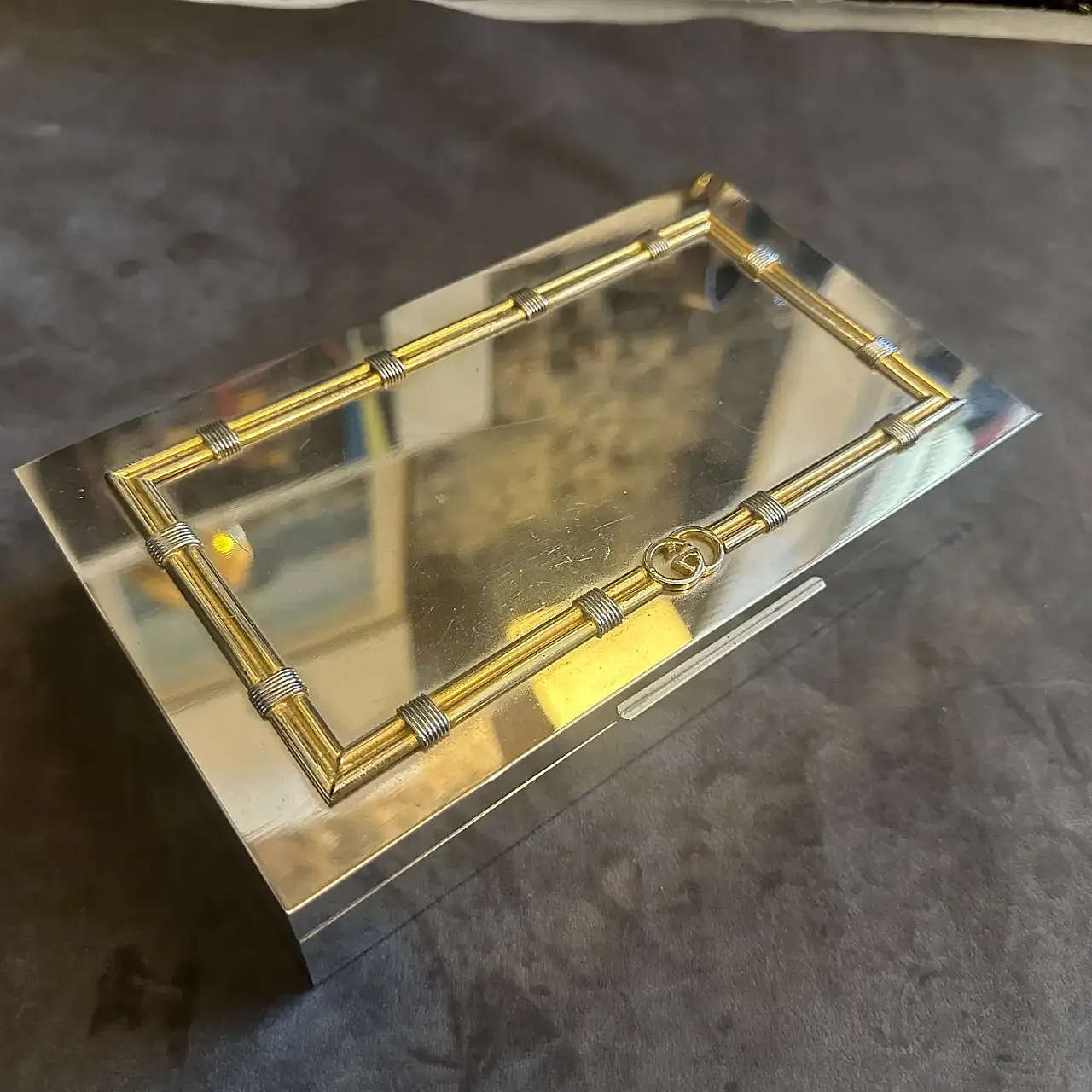 Scatola di lusso placcata in argento e ottone di Gucci, anni '80 1
