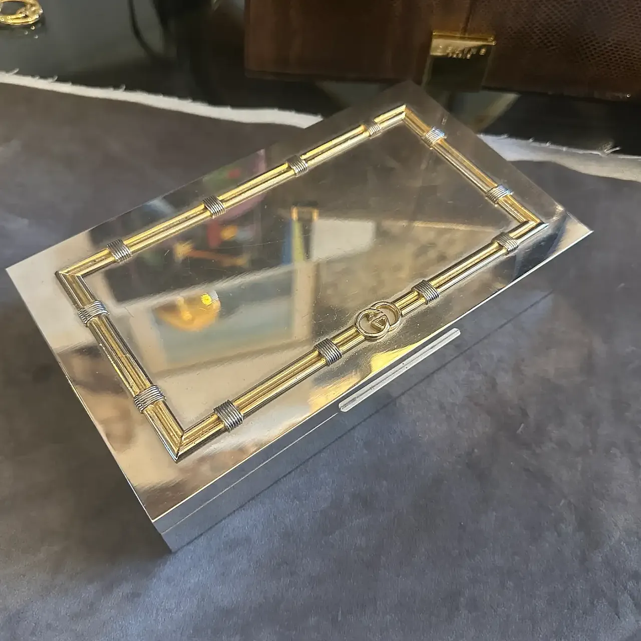 Scatola di lusso placcata in argento e ottone di Gucci, anni '80 3