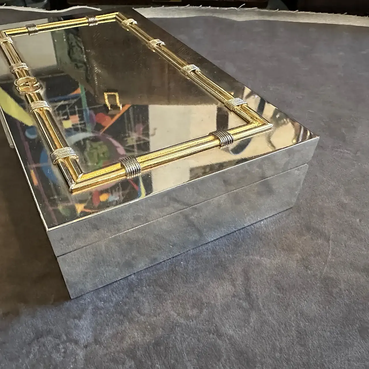 Scatola di lusso placcata in argento e ottone di Gucci, anni '80 5