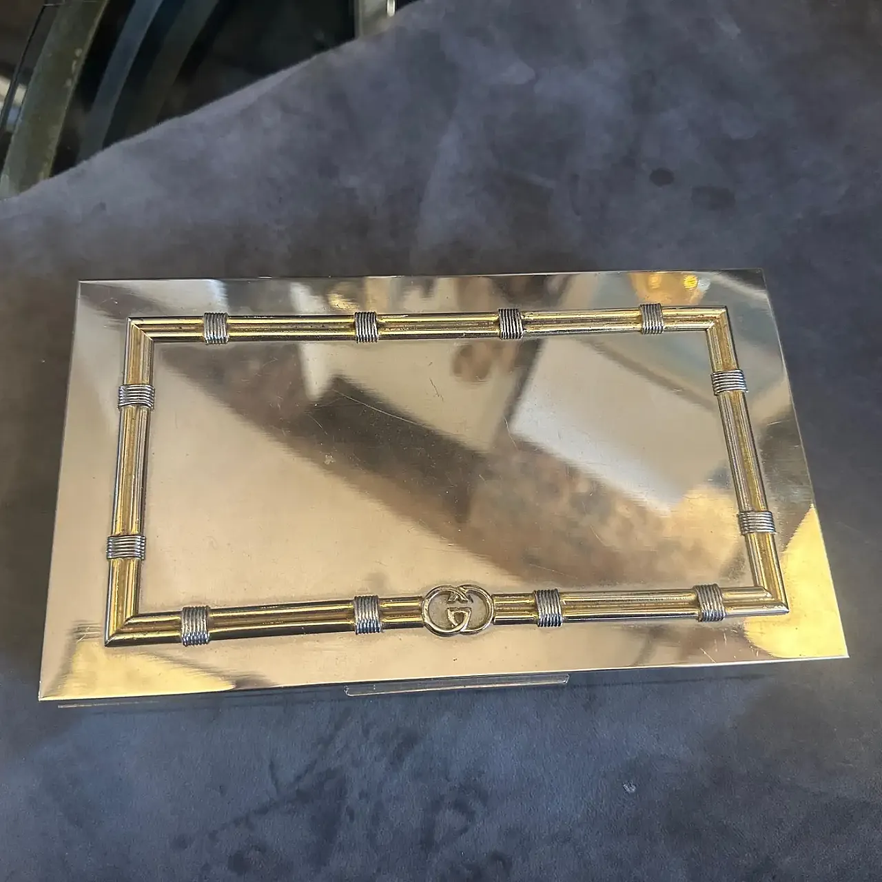 Scatola di lusso placcata in argento e ottone di Gucci, anni '80 6