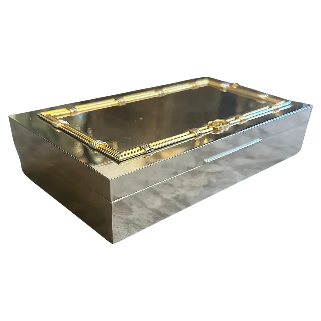 Scatola di lusso placcata in argento e ottone di Gucci, anni '80 13