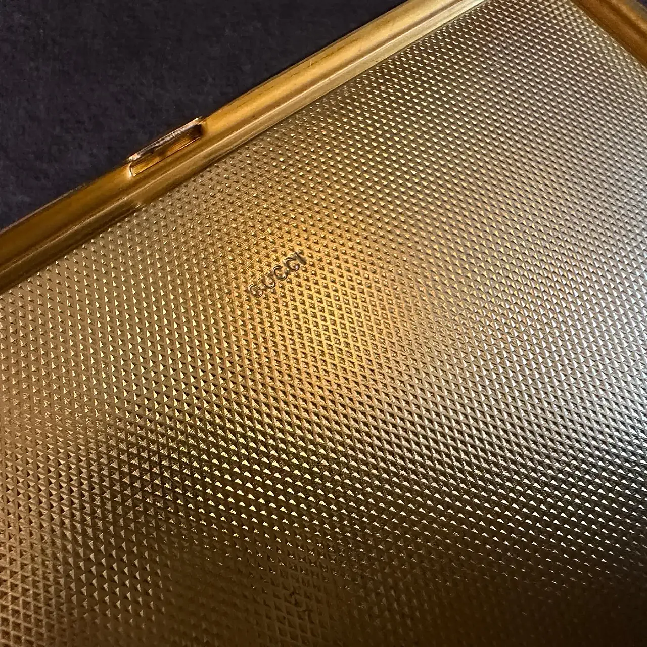 Brass and green enamel cigarette box by Gucci, 1980s 5