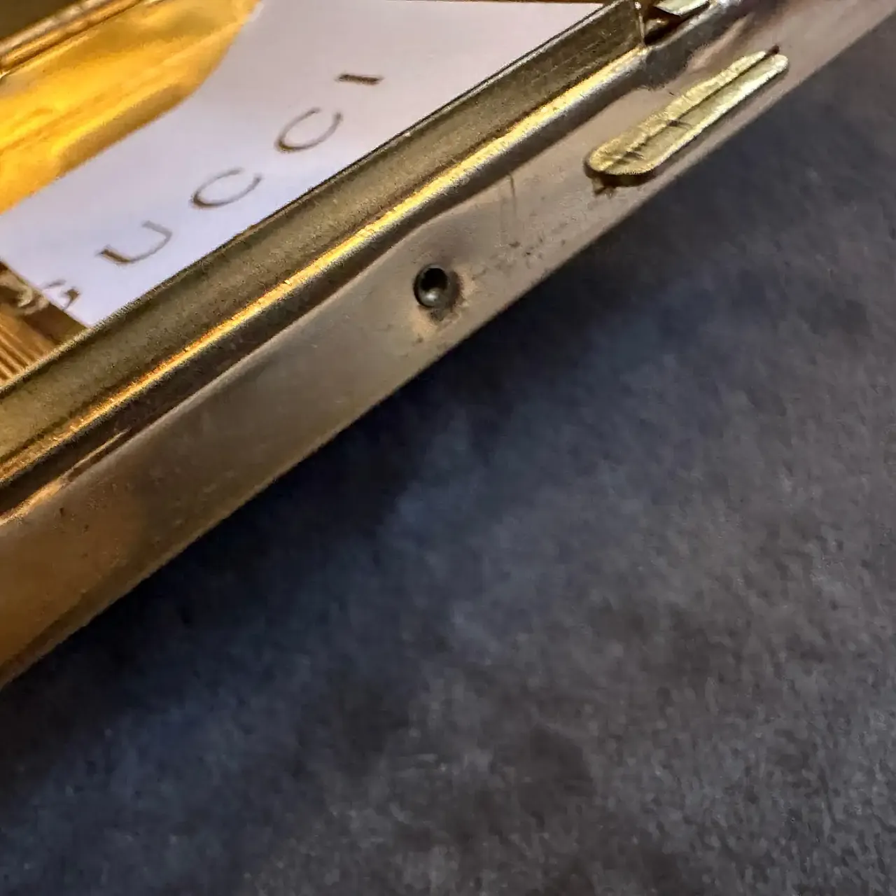 Brass and green enamel cigarette box by Gucci, 1980s 7