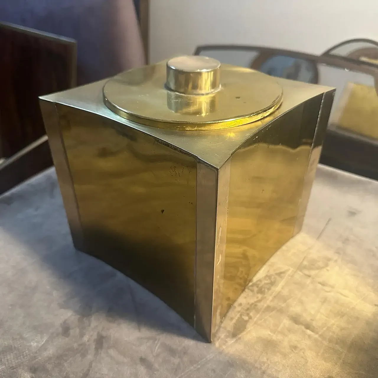 Mid-Century Modern brass and silver plated ice bucket, 1970s 1