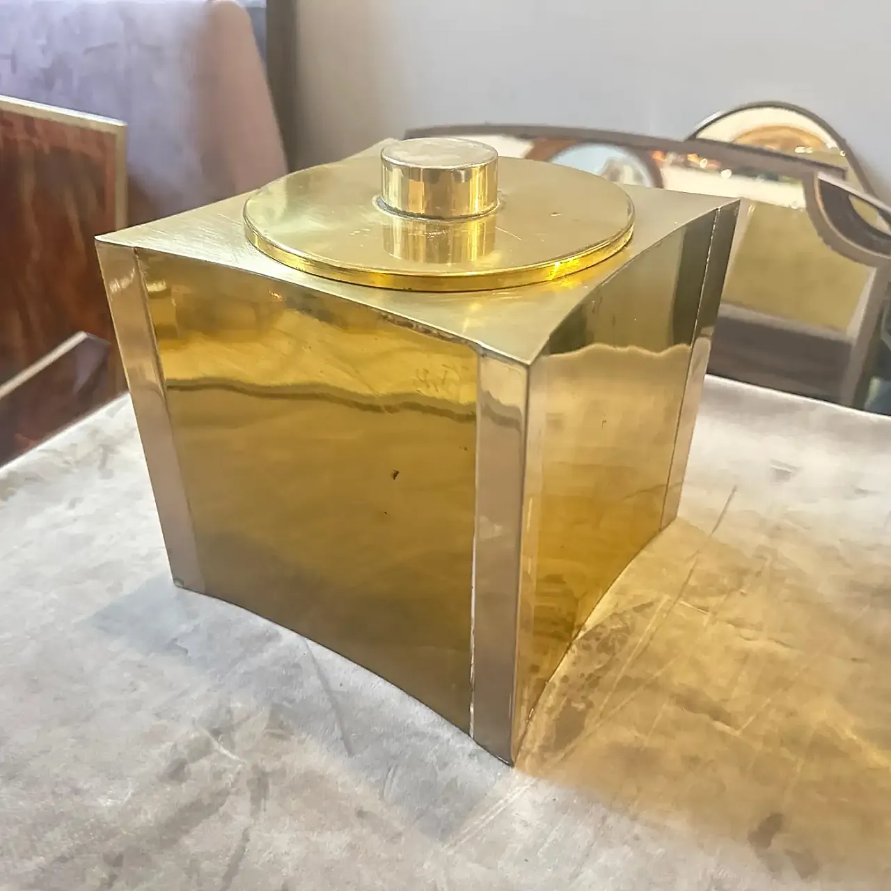 Mid-Century Modern brass and silver plated ice bucket, 1970s 4