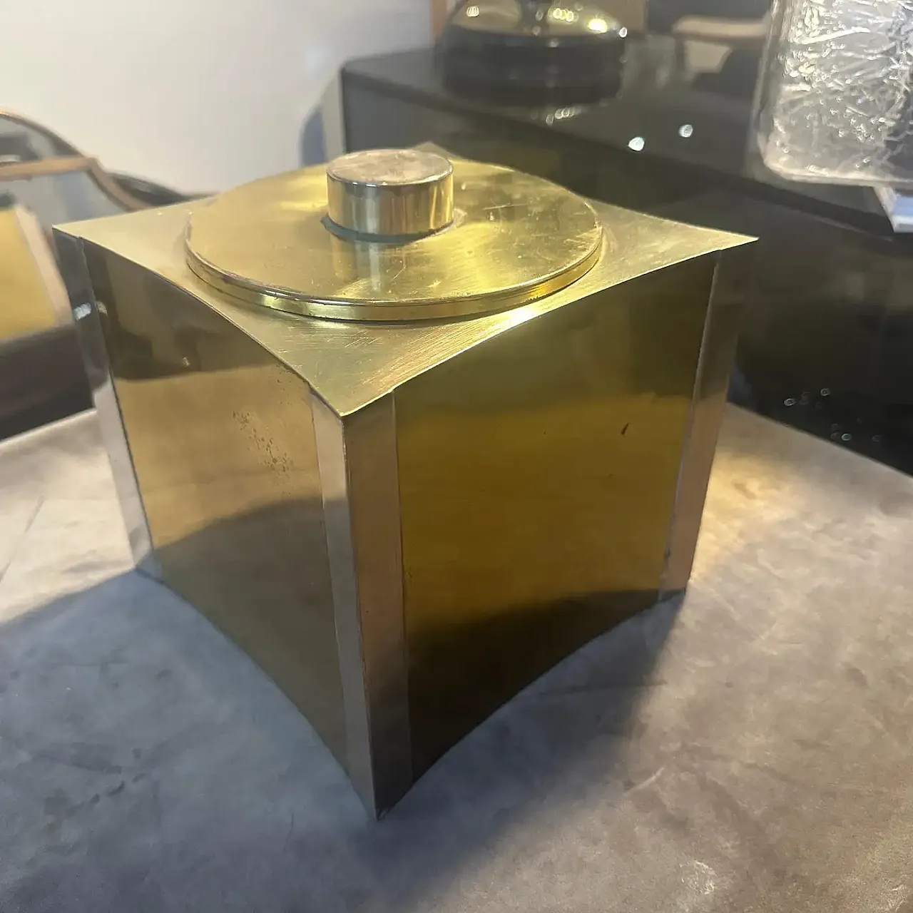 Mid-Century Modern brass and silver plated ice bucket, 1970s 6