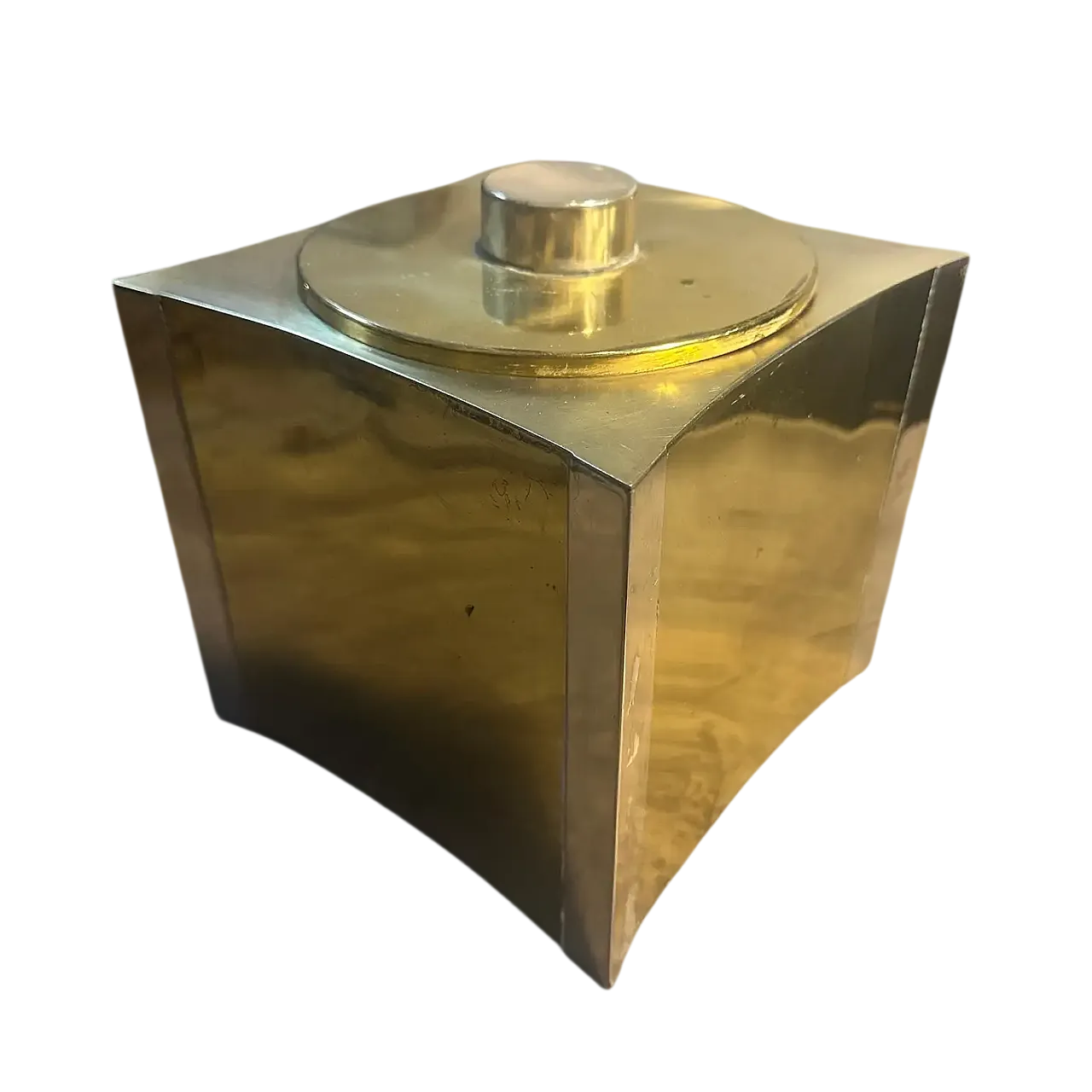 Mid-Century Modern brass and silver plated ice bucket, 1970s 12