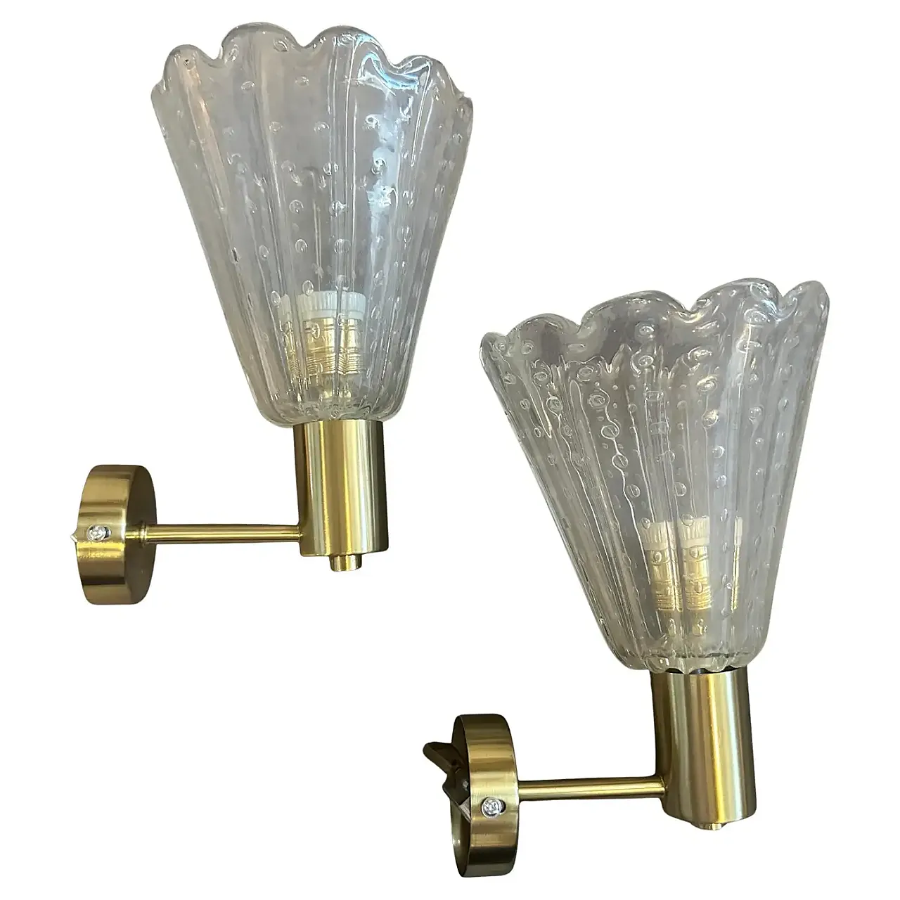 Coppia di lampade da parete in vetro Barovier, anni '90 1