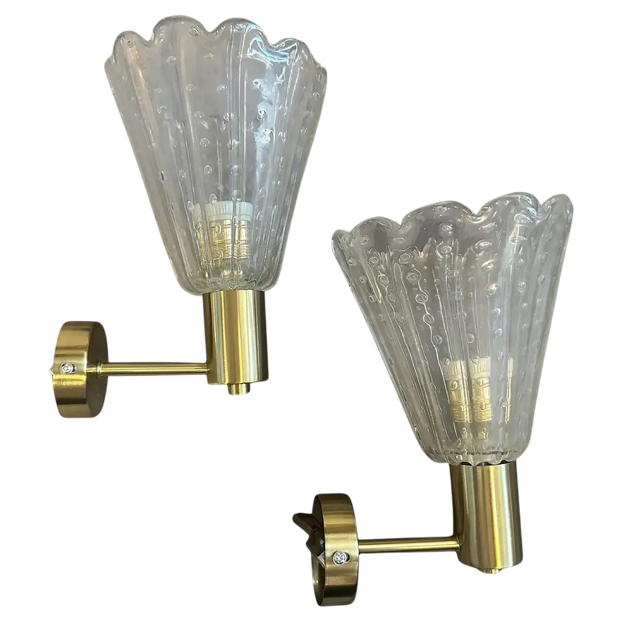 Coppia di lampade da parete in vetro Barovier, anni '90 11