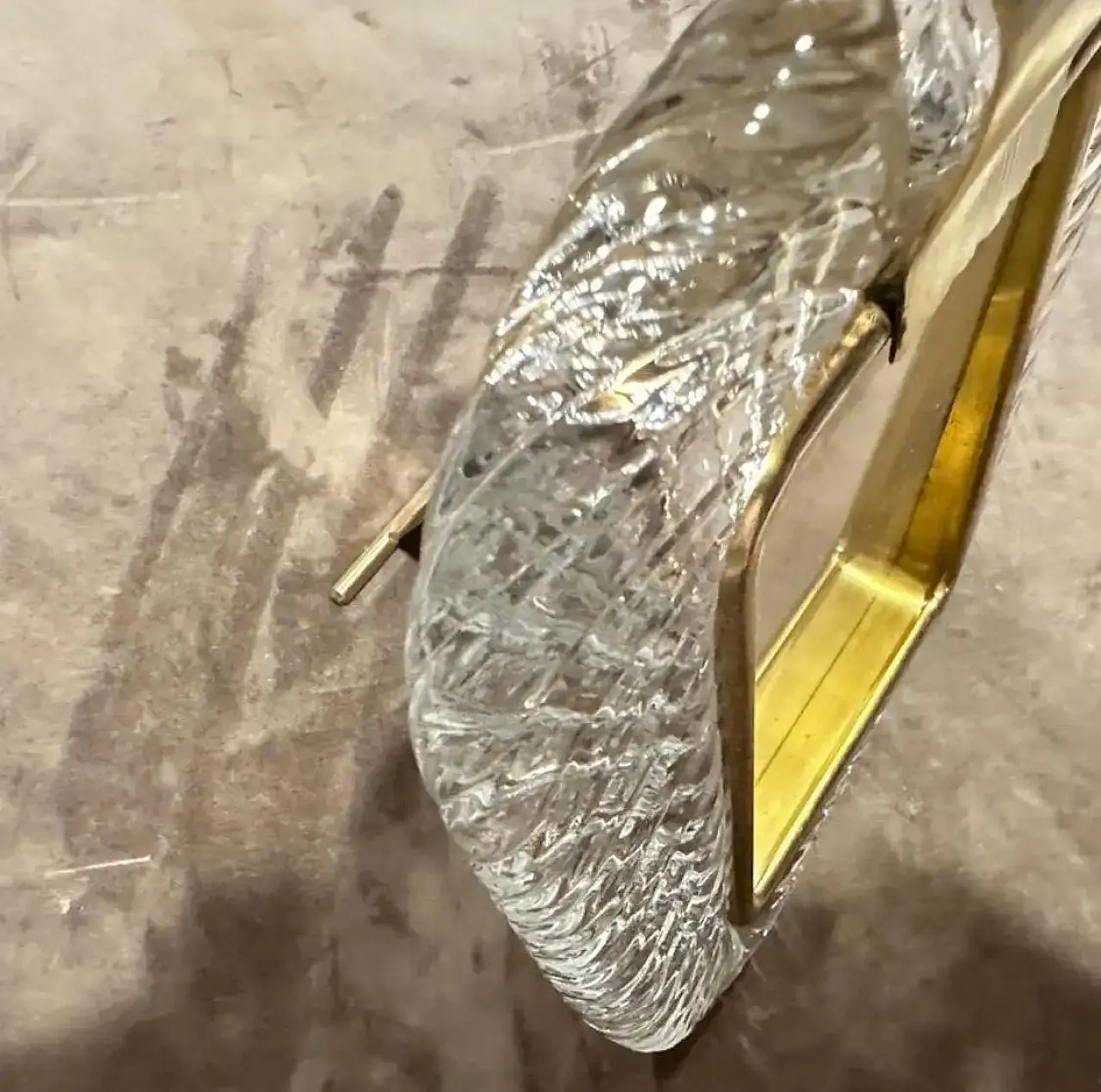 Barovier style clear Murano glass and brass picture frame, 1990s 4