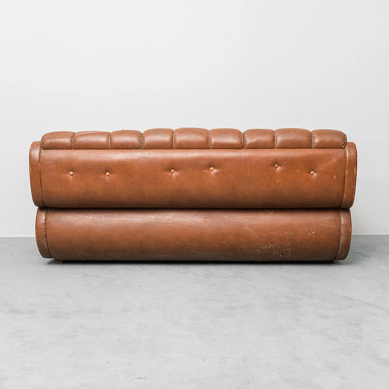 3-seater sofa in brown leather, 1970s 8