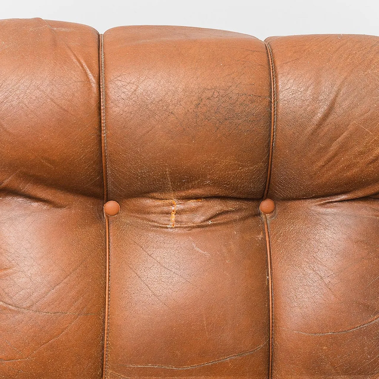 3-seater sofa in brown leather, 1970s 9