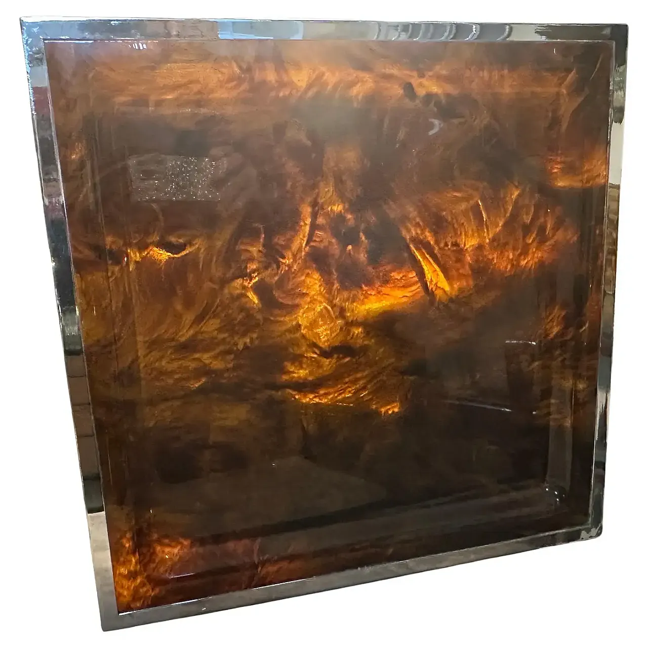 Vassoio in lucite finta tartaruga di Ulderico Cavinato, anni '80 1
