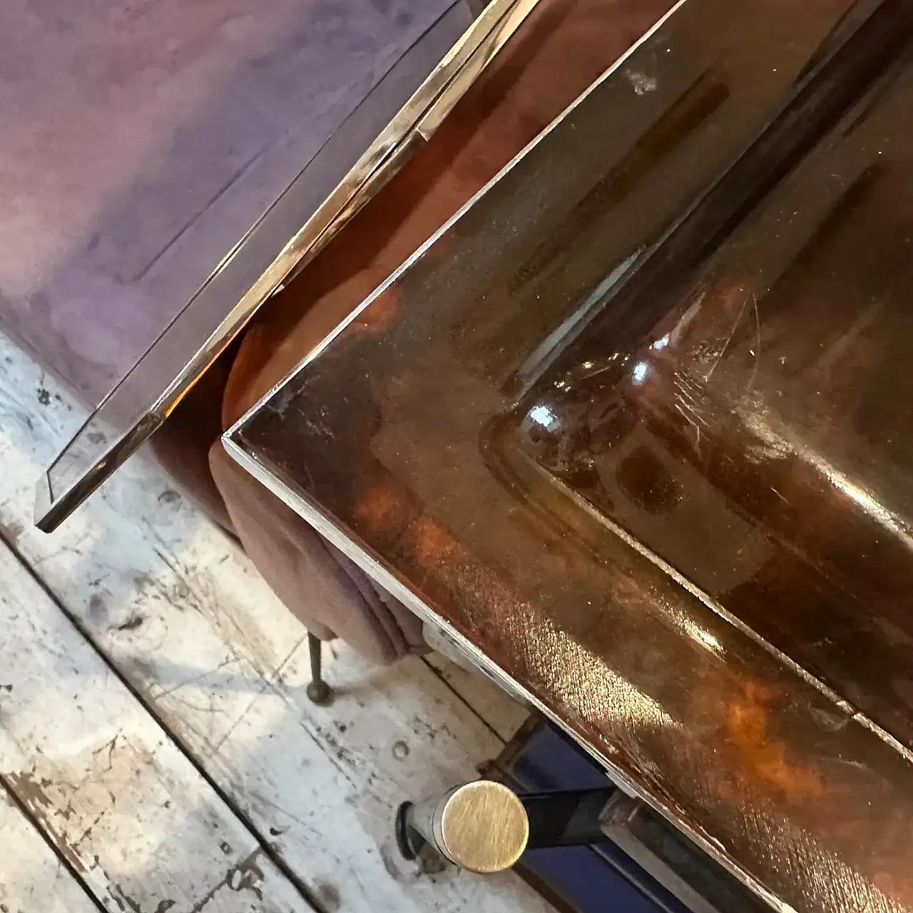 Vassoio in lucite finta tartaruga di Ulderico Cavinato, anni '80 2