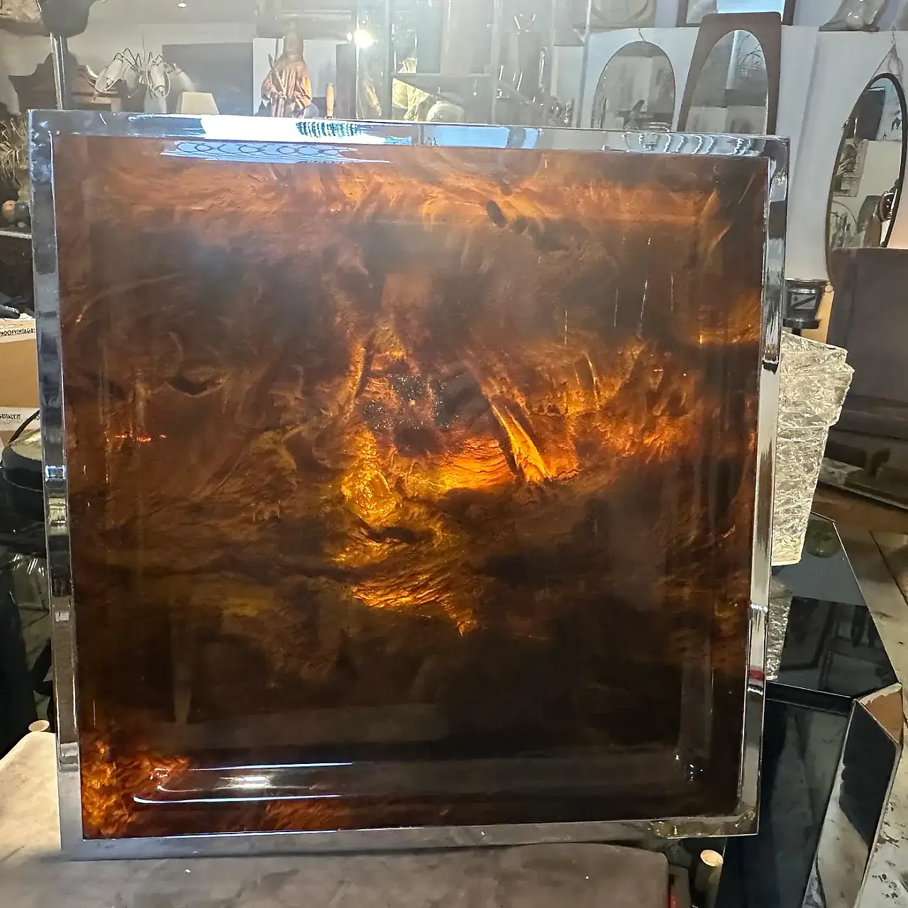 Vassoio in lucite finta tartaruga di Ulderico Cavinato, anni '80 6