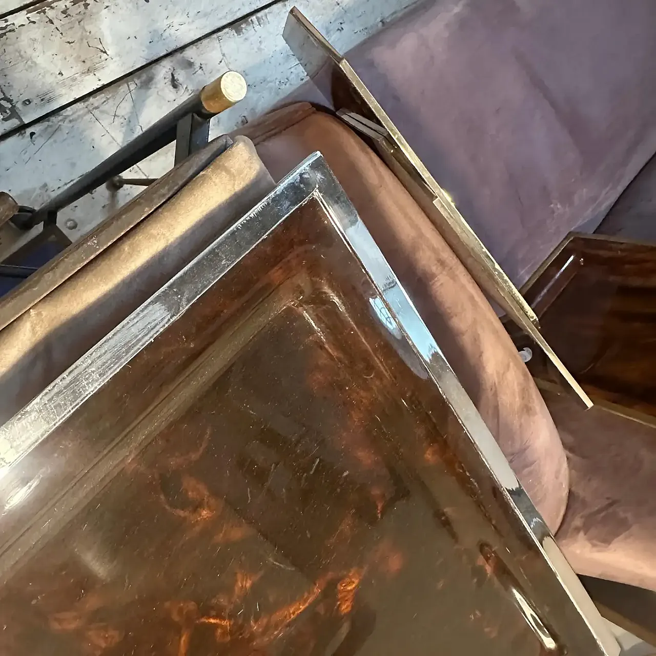 Vassoio in lucite finta tartaruga di Ulderico Cavinato, anni '80 9