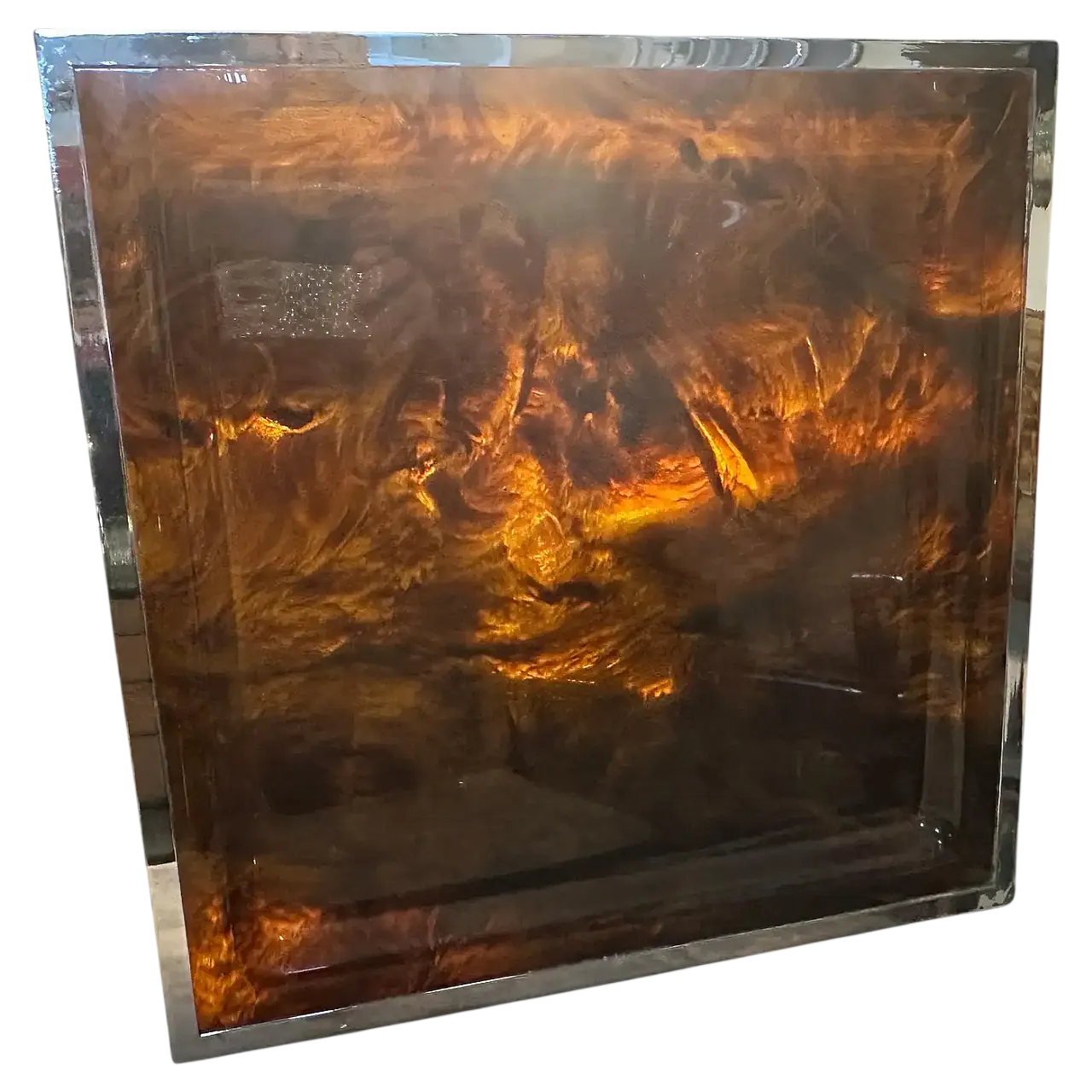 Vassoio in lucite finta tartaruga di Ulderico Cavinato, anni '80 13