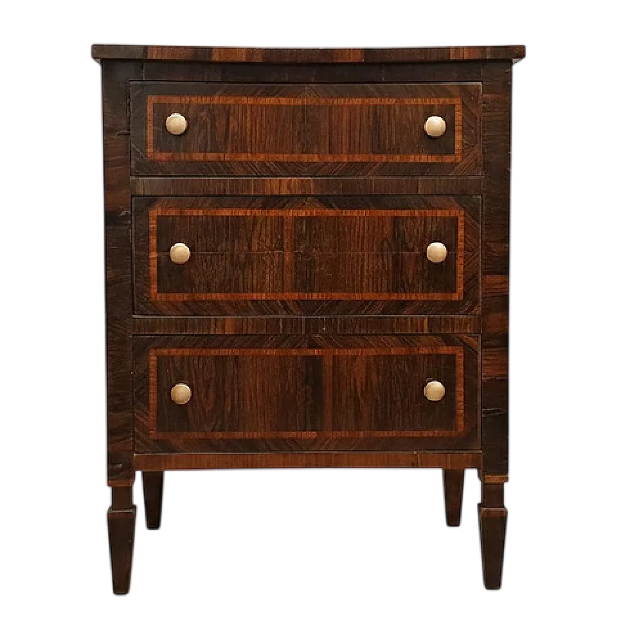 Mobiletto a tre cassetti in legno, '700 11