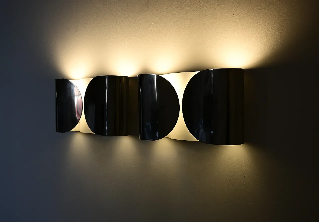 Pair of Chrome Foglio Sconces by Tobia & Afra Scarpa for Flos, 1960s 6