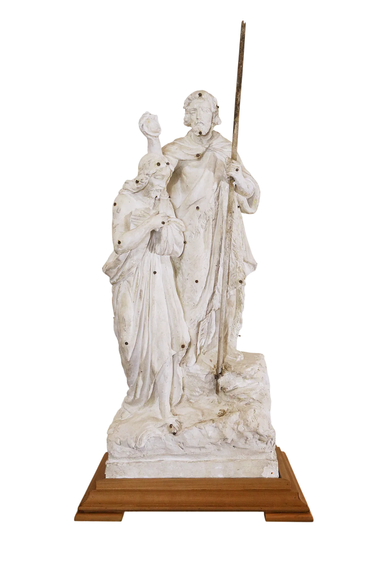 Preparatory plaster sculpture baptism Jesus John the Baptist, 20s 26