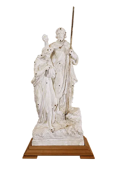 Preparatory plaster sculpture baptism Jesus John the Baptist, 20s