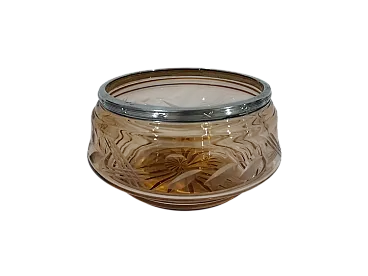 Table Centerpiece Murano Glass Bowl silver, 50s