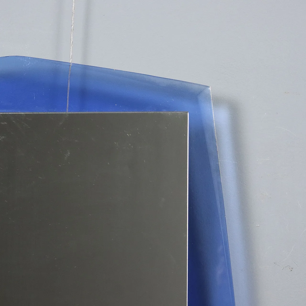 Specchio rettangolare con cornice in vetro blu, '900 4