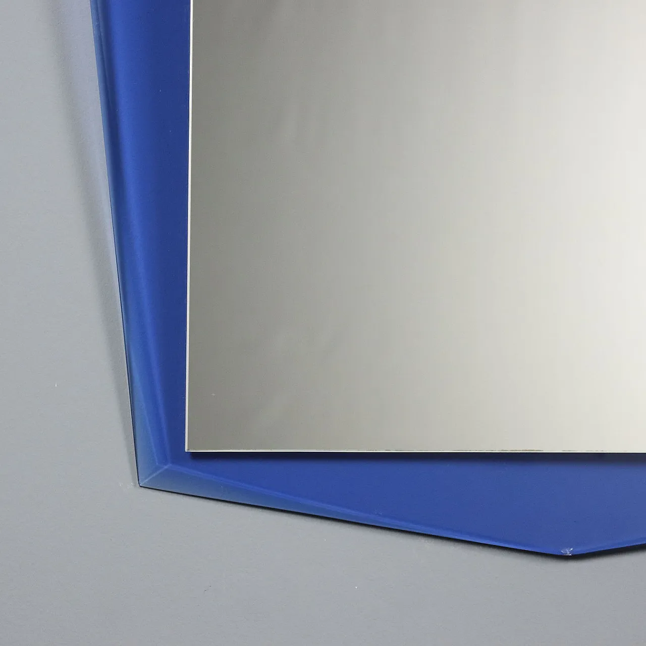 Specchio rettangolare con cornice in vetro blu, '900 5