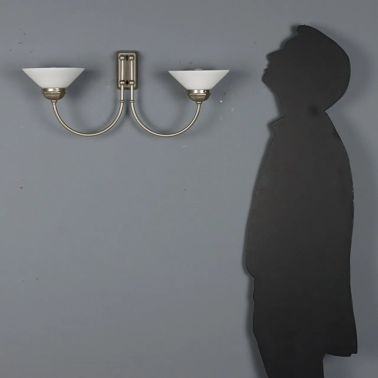 Wall lamp with metal frame and glass diffusers, 20th century 2