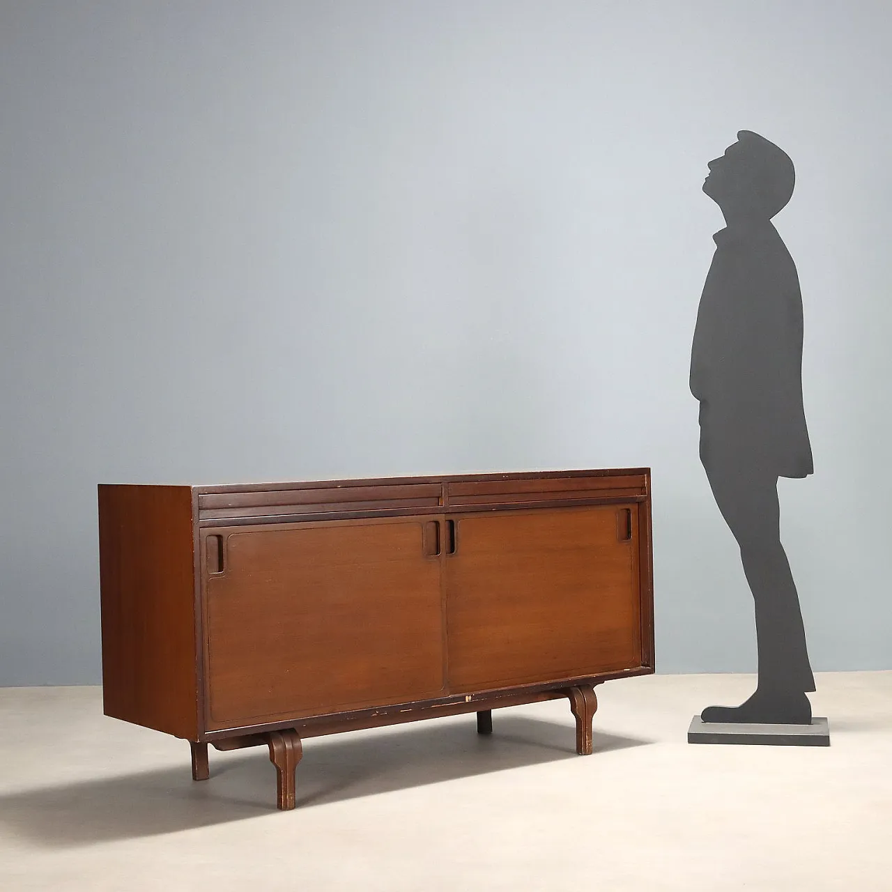 Sideboard with sliding doors and walnut veneer drawers, 20th century 2