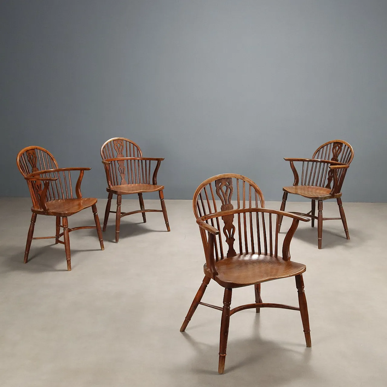 4 Armchairs in various essences, late 19th century 1